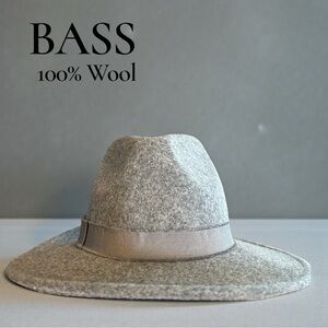 Bass 100% Wool Medium Gray Fedora Hat Wide Brim One Size Classic Unisex